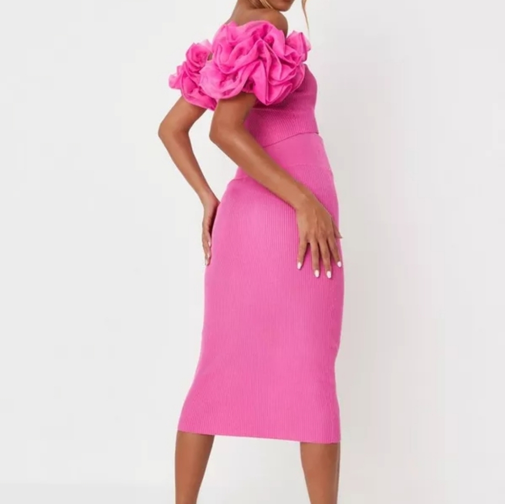 Hot Pink Knit Midaxi Skirt